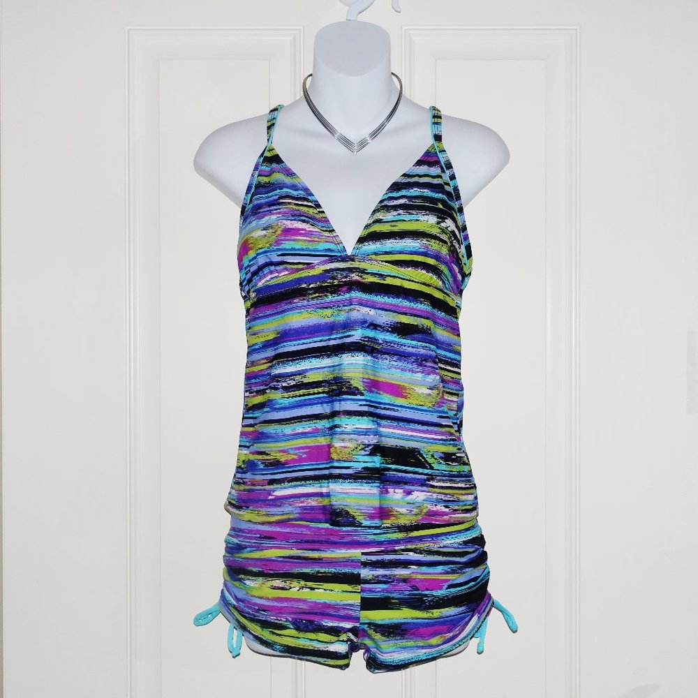 ATHLETA 2-Piece Striped Tankini and Shorts